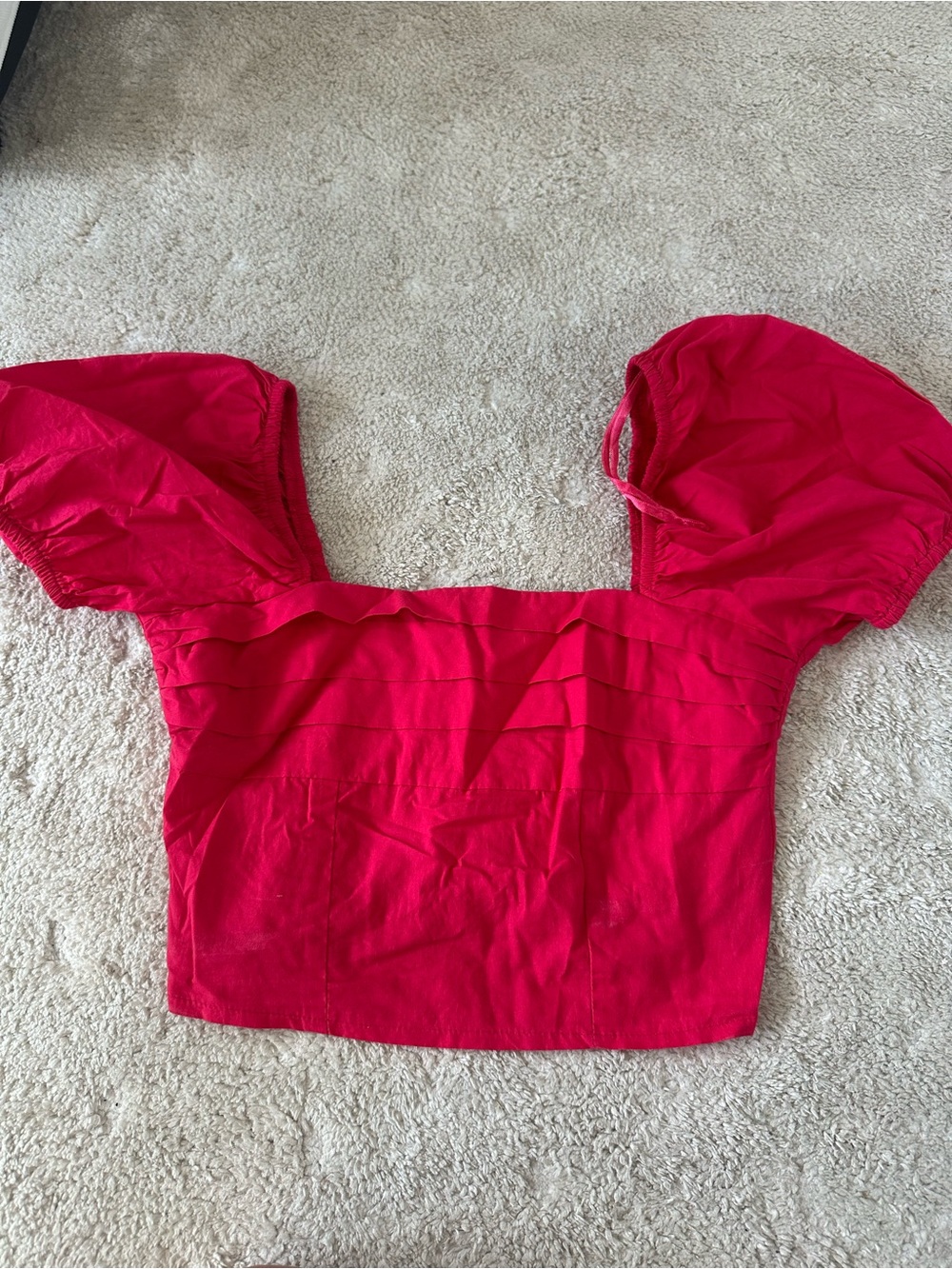 Pink Puff Sleeve Crop Top - Women's Stylish Summer Top